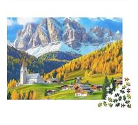 Rompecabezas de 1000 Piezas Pueblo de montaña con Picos alpinos para Adultos. Juego Educativo para decoración del hogar. Difícil y desafiante. Regalo de cumpleaños. 38x26cm