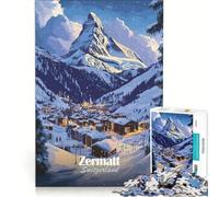 Rompecabezas de 1000 Piezas Pueblo de montaña de Zermatt Suiza Juego de ingenio desafío difícil Toda la Familia 38x52cm