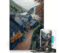 Rompecabezas de 1000 Piezas Pueblo de Piedra en otoño para Adultos y Adolescentes Ideal para Mejorar la Memoria, Relajarse, Cortar con precisión y Regalar 50x75cm