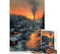Rompecabezas de 1000 Piezas Pueblo Invernal al Atardecer para Adolescentes Desarrolla la Capacidad analítica, es fácil de Usar y Relajante Diseño Limpio (38x26cm)
