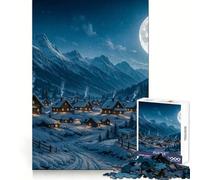Rompecabezas de 1000 Piezas Pueblo Invernal bajo la luz de la Luna para Adolescentes Desarrolla la lógica y es un pasatiempo Relajante Requiere Montaje preciso Un excelente
