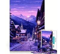 Rompecabezas de 1000 Piezas,Pueblo Invernal Europeo,Arte,Piezas Finas,Divertido,Juguete para Resolver Problemas,Juego Tranquilo,decoración navideña,Regalo (38x52cm)