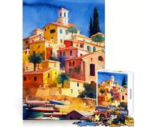 Rompecabezas de 1000 Piezas Pueblo Mediterráneo para Adultos Desarrolla la lógica,es un pasatiempo Relajante y una Pieza única (38x26cm)