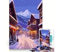 Rompecabezas de 1000 Piezas,Pueblo Navideño de Europa,Piezas de Ensamblaje Fino,Juguete Divertido para Resolver Problemas,Juego Tranquilo,Regalo de Decoración Navideña (38x26cm)