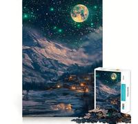 Rompecabezas de 1000 Piezas Pueblo nevado bajo un Cielo Estrellado para Adolescentes Ideal para Mejorar la Memoria, Relajarse y Disfrutar de un Corte Firme Regalo Festivo (50x75cm)