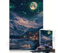 Rompecabezas de 1000 Piezas Pueblo nevado bajo un Cielo Estrellado para Adolescentes Ideal para Mejorar la Memoria, Relajarse y Disfrutar de un Corte Firme Regalo Festivo (50x75cm)