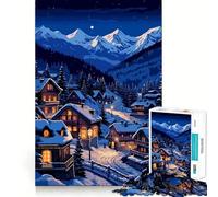 Rompecabezas de 1000 Piezas Pueblo nevado de los Alpes suizos, Corte Premium, Juguete para ejercitar la Mente, diversión y Paz, Regalo de cumpleaños (38x52cm)