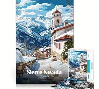Rompecabezas de 1000 Piezas Pueblo nevado en Sierra Nevada para Adolescentes Juguete de lógica Mental Diseño Tranquilo y Firme Ideal para niños (38x26cm)