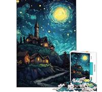 Rompecabezas de 1000 piezas Pueblo nocturno bajo un cielo estrellado Actividades divertidas en casa Carrera de velocidad manual Juegos educativos para mayores de 14 años Juego de rompecabezas incluido