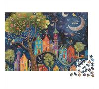 Rompecabezas de 1000 Piezas Pueblo Nocturno Fantástico para Adultos. Juego Educativo. Hermosa decoración. Difícil. Regalo de cumpleaños. 38 x 26 cm / 1000 Piezas.