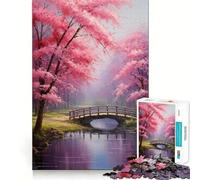 Rompecabezas de 1000 Piezas Puente de cerezos en Flor,Juego Divertido y preciso para desarrollar la Mente,Ideal para Momentos de Paz y Tranquilidad en Navidad (38x52cm)