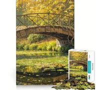 Rompecabezas de 1000 Piezas Puente de otoño sobre Estanque Juego de construcción Limpio y Divertido para ejercitar la Mente Ideal para Relajarse y divertirse en cumpleaños (50x75cm)