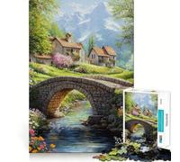 Rompecabezas de 1000 Piezas Puente de Piedra en un Pueblo de montaña para Adultos Juguete de lógica precisa para el hogar y el Ocio Regalo conmovedor 38x26cm