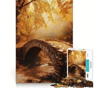 Rompecabezas de 1000 Piezas Puente de Piedra otoñal sobre un Arroyo Arte de Corte preciso Juego Que estimula la Mente Diversión para el Tiempo Libre Decoración navideña Regalo (50x75cm)