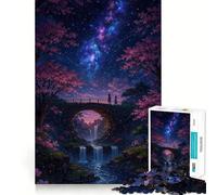 Rompecabezas de 1000 Piezas Puente romántico con Cascada y Cielo Estrellado para Adultos y Adolescentes Juguete Intelectual para el hogar Disfrute de un Corte de Calidad Regalo clásico (50x75cm)