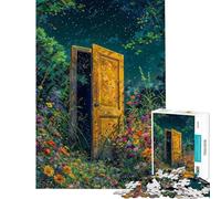 Rompecabezas de 1000 Piezas Puerta Abierta en un Campo de Flores Rompecabezas para Adultos Juego de ingenio Decoración de Pared cumpleaños y Navidad (Tamaño 50x75cm)