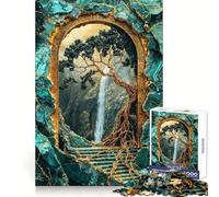 Rompecabezas de 1000 Piezas Puerta Antigua de Oro para Adultos y Adolescentes Ideal para Entrenar la concentración, Relajarse y Disfrutar de la Navidad Bordes Finos (38x26cm)