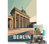 Rompecabezas de 1000 Piezas Puerta de Brandeburgo de Berlín Bordes Juego Inteligente Desafío Divertido Juego Lento Divertido Regalo de cumpleaños (38x52cm)