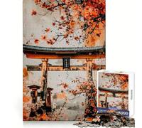 Rompecabezas de 1000 Piezas Puerta de los Cerezos en Flor,Japón para Adultos Ejercicio cognitivo Escapada Relajante Sin Bordes ásperos Regalo Ideal (38x52cm)
