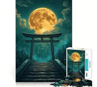 Rompecabezas de 1000 Piezas Puerta Torii bajo la Luna Llena para Adolescentes, Ideal para desarrollar la Memoria y Jugar en Interiores Diseño de Corte Fino Elige tu Deseo de Papá Noel 38x52cm