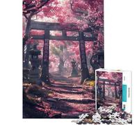 Rompecabezas de 1000 Piezas Puerta Torii Japonesa Sakura Rompecabezas para Adultos Juguete antiestrés Que Mejora la Memoria Toda la Familia (tamaño 50x75cm)