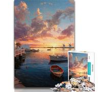 Rompecabezas de 1000 Piezas Puerto al Atardecer para Adolescentes Cada Pieza es única Un Juego desafiante y Divertido para Toda la Familia (50x75cm)