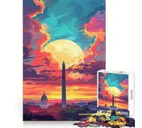 Rompecabezas de 1000 Piezas Puesta de Sol en Washington DC para Adultos Recall Upgrade Stress Relief Tight Cut Santa Wish Pick 38x26cm