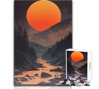 Rompecabezas de 1000 Piezas: Puesta de Sol sobre montañas, Paisaje japonés, Tranquilo, Divertido, para el Tiempo Libre, Ajustado, sin Costuras, Juguete de precisión, tamaño 50x75cm