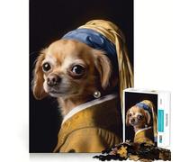 Rompecabezas de 1000 Piezas Pug with Pearl Earring para Adultos Ideal para Mejorar la Memoria Un pasatiempo Relajante Corte Firme Fiestas (38x52cm)