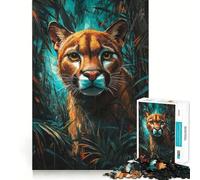 Rompecabezas de 1000 Piezas Puma Escondido para Adultos Juguete Inteligente para el hogar Decoración de Pared con Corte preciso (50x75cm)