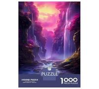 Rompecabezas De 1000 Piezas Purple Fantasy Waterfall Rompecabezas para Adultos Juego De Ingenio Ensamblaje De Patrones Difícil Y Desafiante 52x38cm/1000pcs