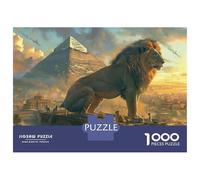 Rompecabezas De 1000 Piezas Pyramid Lion Statue Ancient Egypt's Majesty Unveiled Rompecabezas para Adolescentes Juego De Ingenio Regalos para Mujeres Cumpleaños Y Navidad 70x50cm/