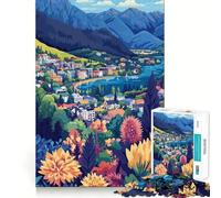 Rompecabezas de 1000 Piezas Queenstown Nueva Zelanda Arte Minimalista Pieza de Corte Limpio Desafío Mental Juguete Tiempo de Calma Diversión Pieza de Arte navideña (38x26cm)