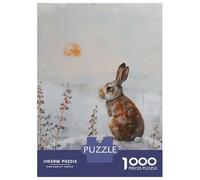 Rompecabezas De 1000 Piezas Rabbit in Winter Landscape Rompecabezas para Adultos Juego Práctico Una Obra De Arte Cumpleaños Y Navidad 70x50cm/1000pcs