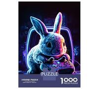 Rompecabezas De 1000 Piezas Rabbit Neon Game Rompecabezas para Adultos Juego Práctico Una Obra De Arte Cumpleaños Y Navidad 38x26cm/1000pcs