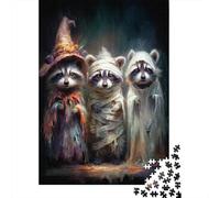 Rompecabezas De 1000 Piezas Raccoon Halloween Costumes Rompecabezas para Adultos Juguete Decoración De Pared Regalo De Cumpleaños Cumpleaños Y Navidad 70x50cm/1000pcs