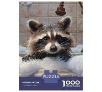 Rompecabezas De 1000 Piezas Raccoon in A Bubble Bath Rompecabezas para Adultos Juego De Ingenio Análisis Y Lógica Interacción Entre Padres E Hijos 52x38cm/1000pcs