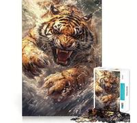 Rompecabezas de 1000 Piezas Raging Tiger para Adolescentes, Juguete de lógica Mental, Corte Firme y silencioso, artículo de Santa Claus (38x26cm)