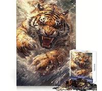 Rompecabezas de 1000 Piezas Raging Tiger para Adolescentes, Juguete de lógica Mental, Corte Firme y silencioso, artículo de Santa Claus (38x26cm)
