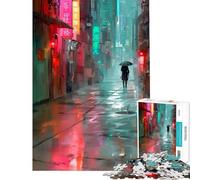 Rompecabezas de 1000 Piezas - Rainy Neon Alley - Juguetes educativos de Aprendizaje - Juego Imposible - Vacaciones en casa - para Pasar el rato - Regalos de cumpleaños (Tamaño 38x52cm)