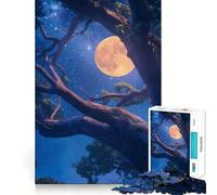 Rompecabezas de 1000 Piezas Ramas de árbol contra una Noche Estrellada Encaja a la perfección Arte para estimular el Cerebro Juego para la Hora de Descansar Arte navideño para la Pared (38x26cm)