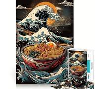 Rompecabezas de 1000 Piezas Ramen y Olas para Adultos Regalo Ideal para quienes Buscan un desafío Mental Juguete fácil de Usar Corte preciso (38x26cm)