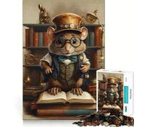 Rompecabezas de 1000 Piezas Rata de Libro Steampunk Inteligente para Adolescentes Juguete de lógica Mental para el Tiempo Libre Bordes Finos 50x75cm