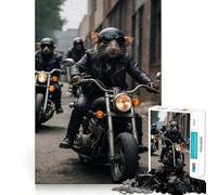 Rompecabezas de 1000 Piezas Rata en Motocicleta para Adolescentes Juguete de lógica Mental Diseño Tranquilo y Firme Artículo de Santa Claus (38x26cm)