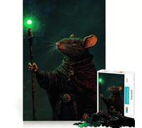 Rompecabezas de 1000 Piezas Rata Maga con Bastón para Adultos y Adolescentes Juguete de Habilidad, Relajante y Divertido Bordes Ajustados Regalo Ideal para Festivales (38x26cm)