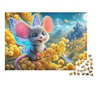 Rompecabezas de 1000 Piezas Ratón en Huevo para Adultos Ratón de Hadas Entre Flores Premium Grueso Robusto Vibrante Desafiante Difícil Alivio Estrés Regalo 70x50cm/1000pz