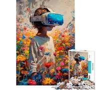 Rompecabezas de 1000 Piezas Realidad Virtual en un Campo de Flores Rompecabezas para Adultos Juguetes Antiestrés Análisis y Lógica Regalo Ideal para Toda la Familia (Tamaño 38x26cm)