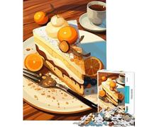 Rompecabezas de 1000 piezas rebanada de pastel de naranja con café Juegos relajantes y adictivos Juguetes ideales para cultivar la paciencia Excelentes regalos y juguetes para parejas (tamaño 38x52cm)