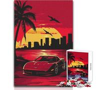 Rompecabezas de 1000 Piezas Red Corvette Sunset para adolescentesJuego Interactivo de Pensamiento lógicoRegalo Ideal para Ocasiones especialesTamaño 38x52cm