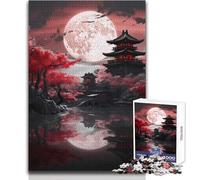 Rompecabezas de 1000 Piezas Red Moon Japan para Adolescentes, Juego de Desarrollo del Pensamiento lógico, Gran Regalo para Momentos significativos, tamaño 38x52cm